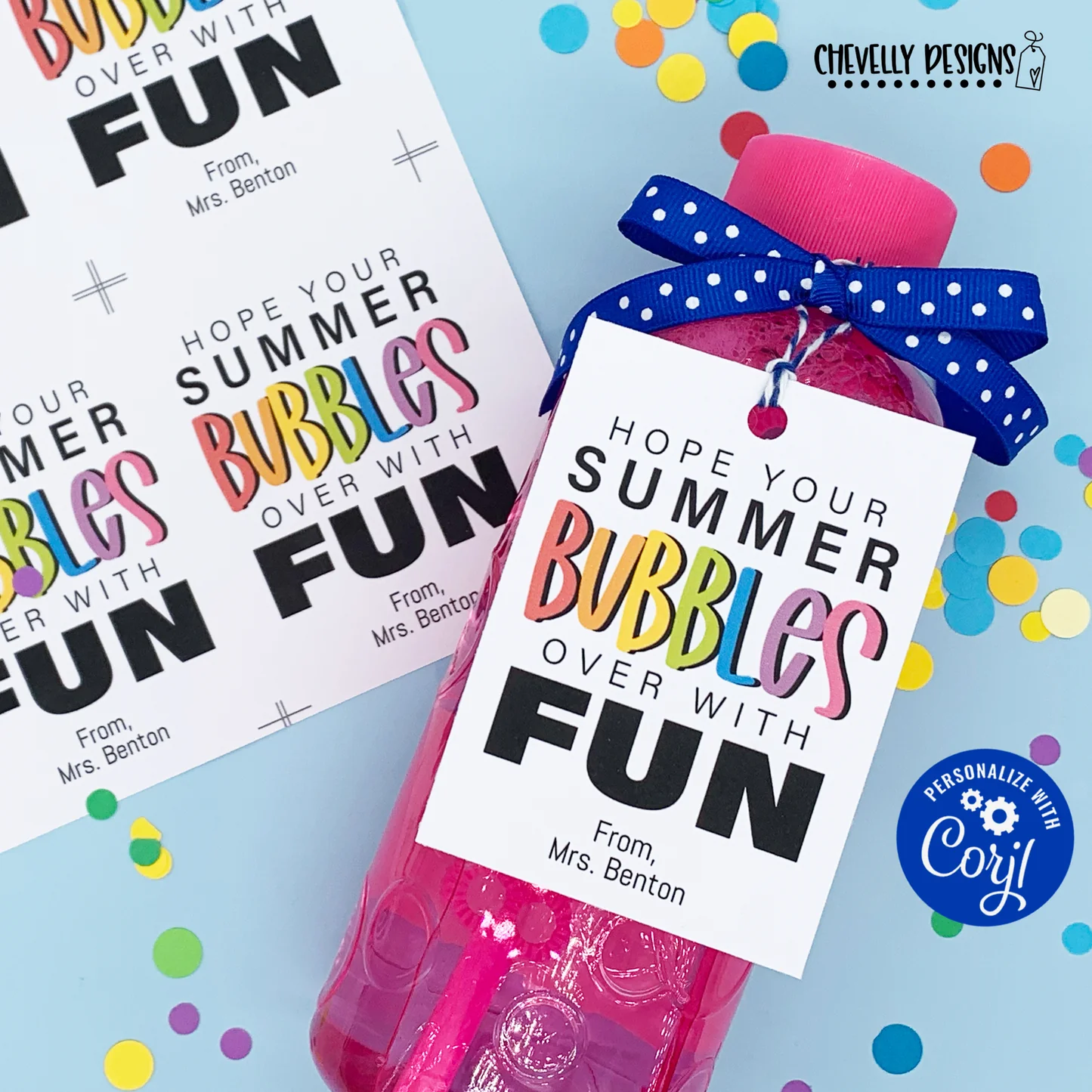 Editable Hope Your Summer Bubbles Over With Fun End Of School Student Gift Tags Printable Digital File