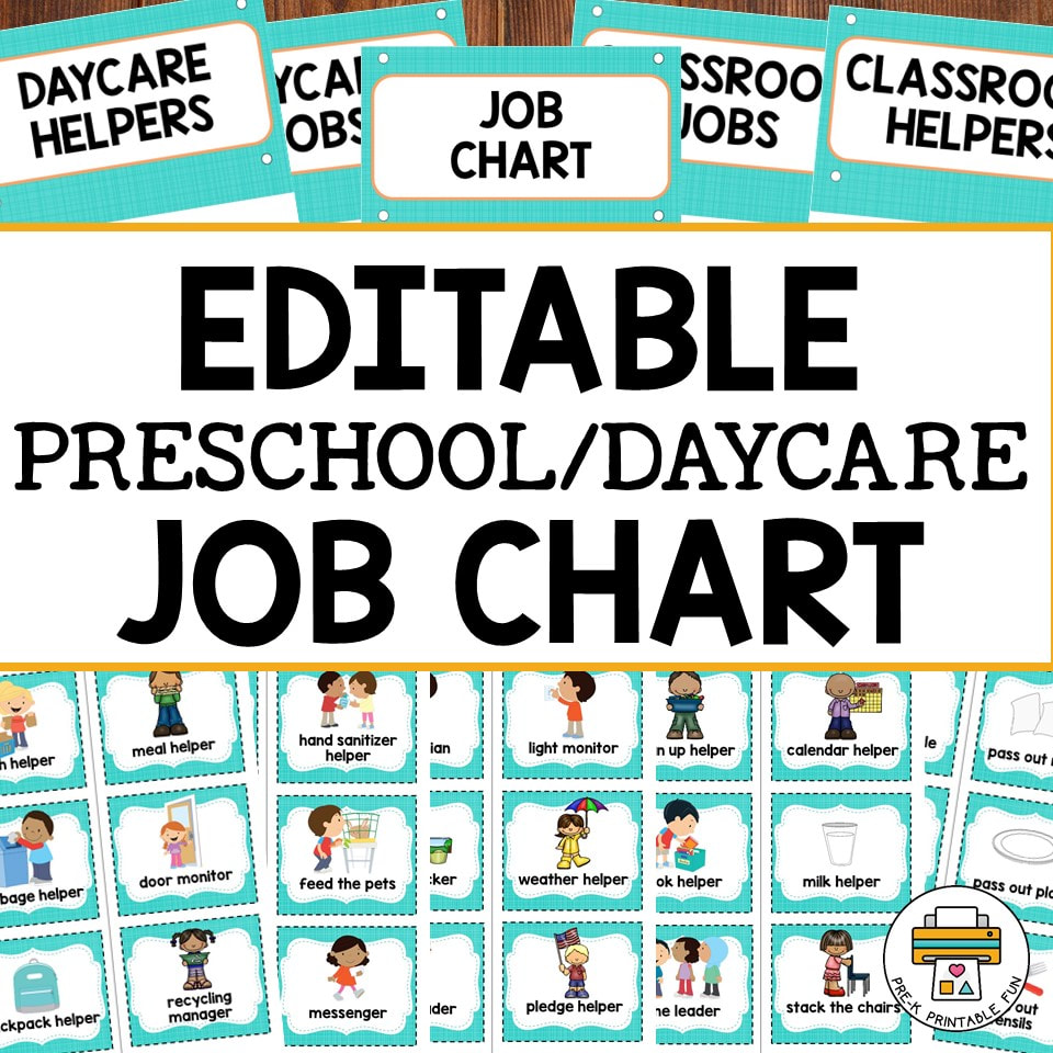 Editable Preschool Job Chart Editable Preschool Job Chart