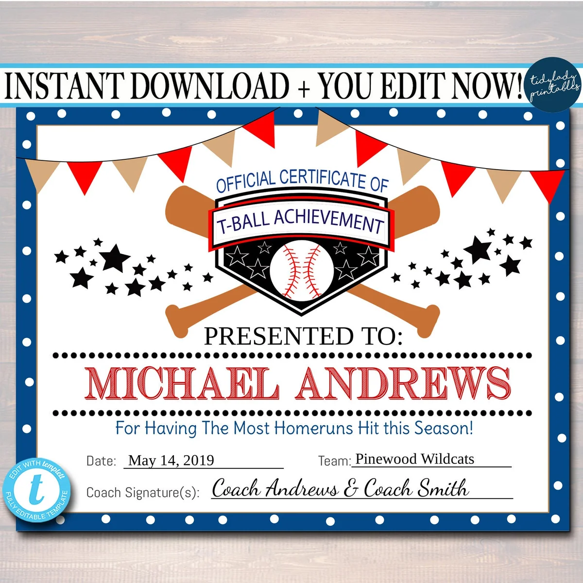 Editable T Ball Award Certificates 60520 Editable T Ball Award Certificates 60520