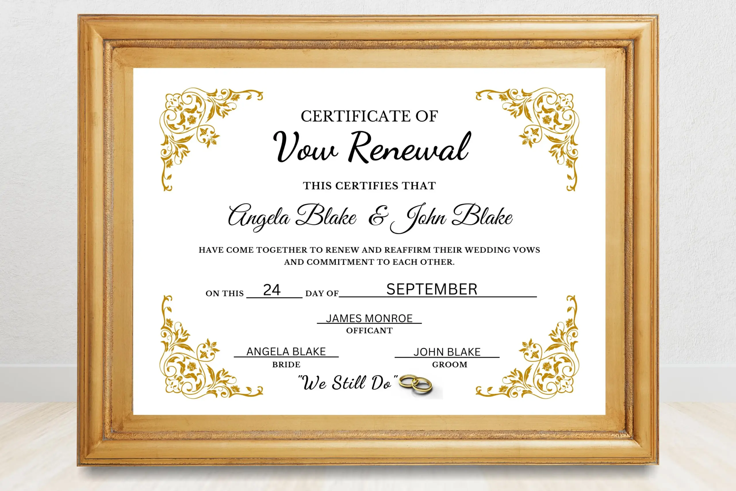 Elegant Vow Renewal Certificate Template Elegant Vow Renewal Certificate Template