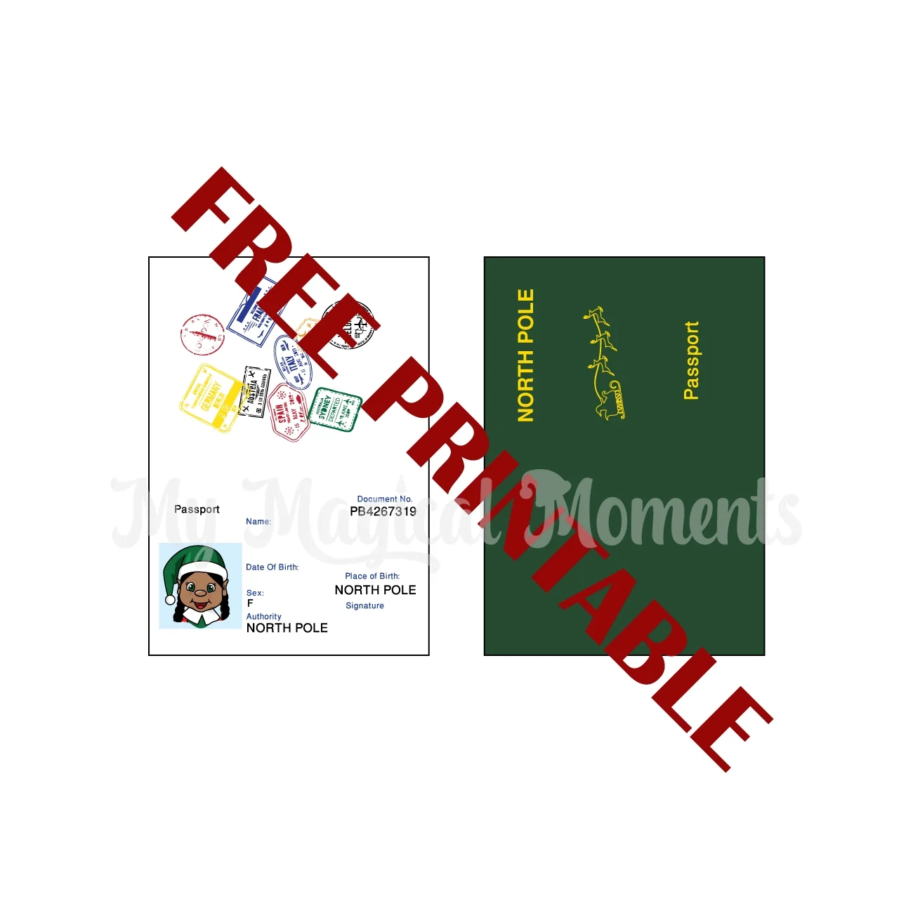 Elf Passport Printable Black Hair Girl