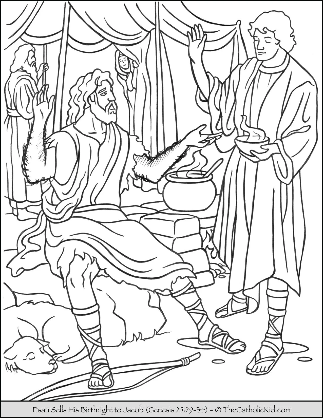 Esau Sells Birthright To Jacob Coloring Page Cnt Mls