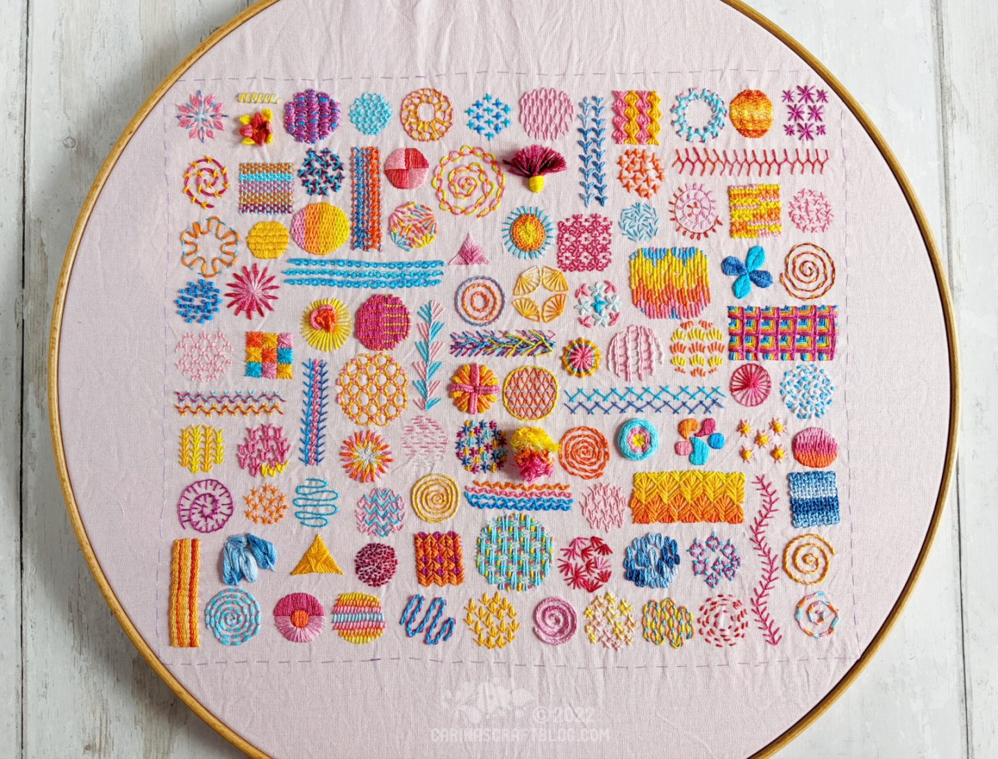 Finished 100 Day Stitch Sampler Finished 100 Day Stitch Sampler