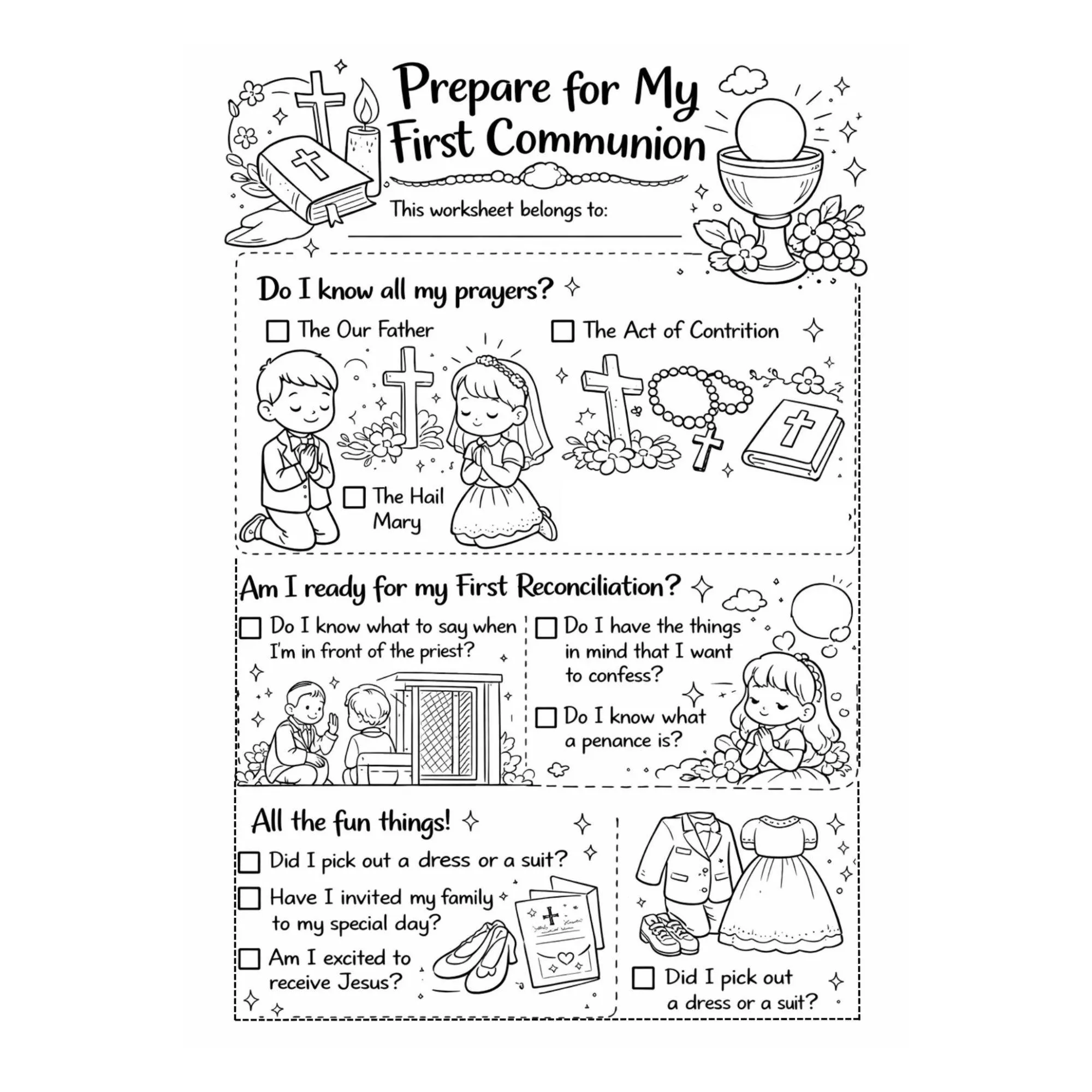 First Communion Worksheets First Communion Worksheets