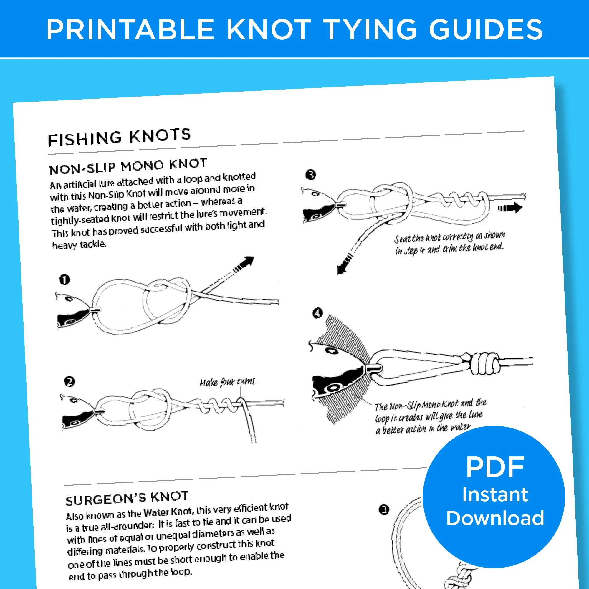 Fishing Knots Printable Knot Tying Guide Fishing Knots Printable Knot Tying Guide