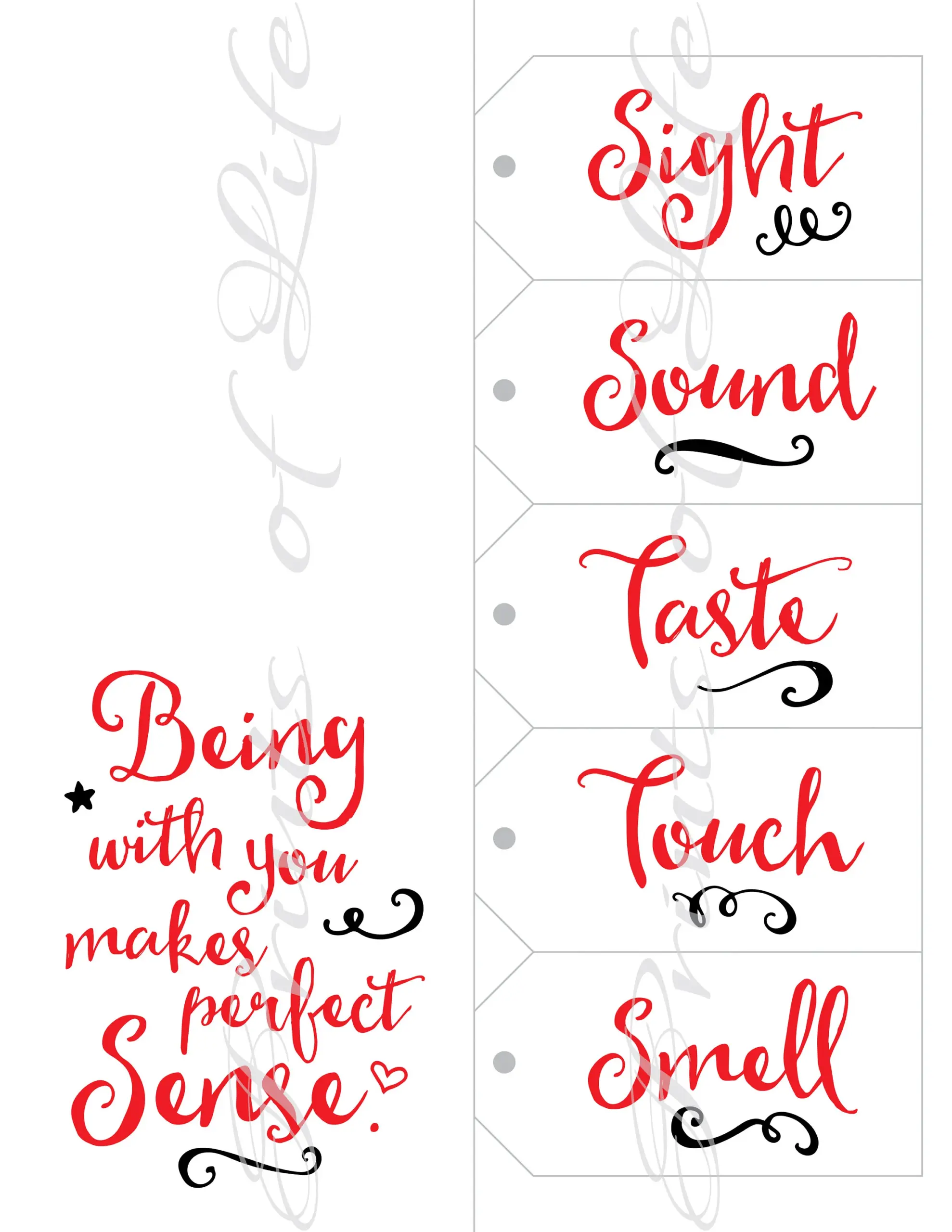 Five Senses Gift Tags Card 5 Senses
