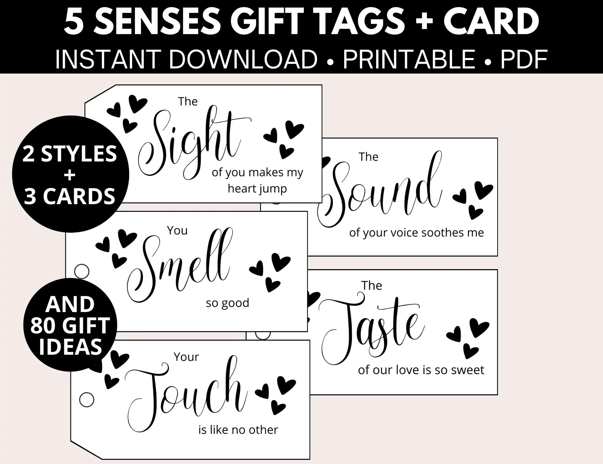 Five Senses Gift Tags With Cards And