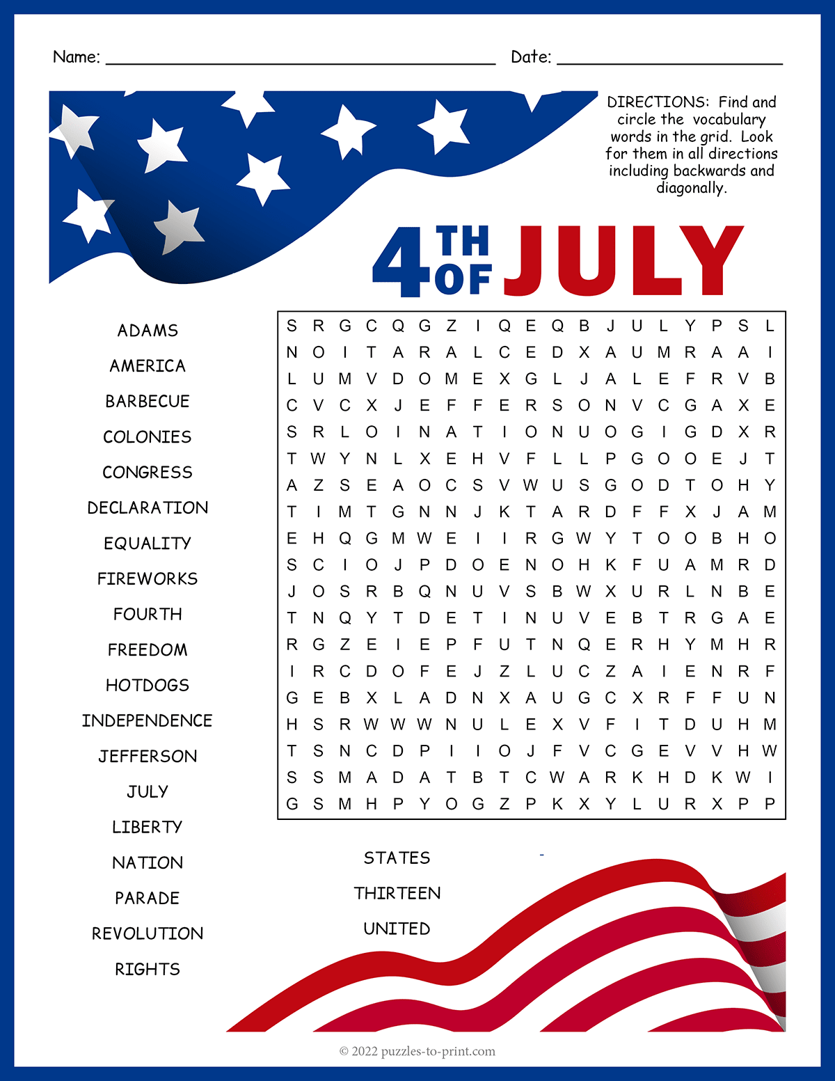 Fourth Of July Word Search shtml Fourth Of July Word Search shtml