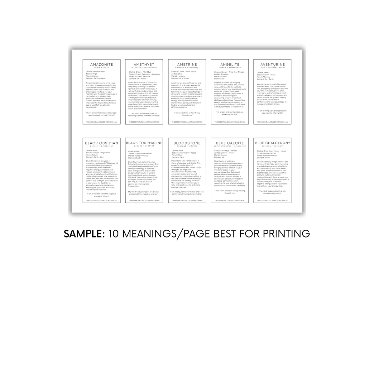 Free Crystal Meaning Cards Printable Digital Download Free Crystal Meaning Cards Printable Digital Download
