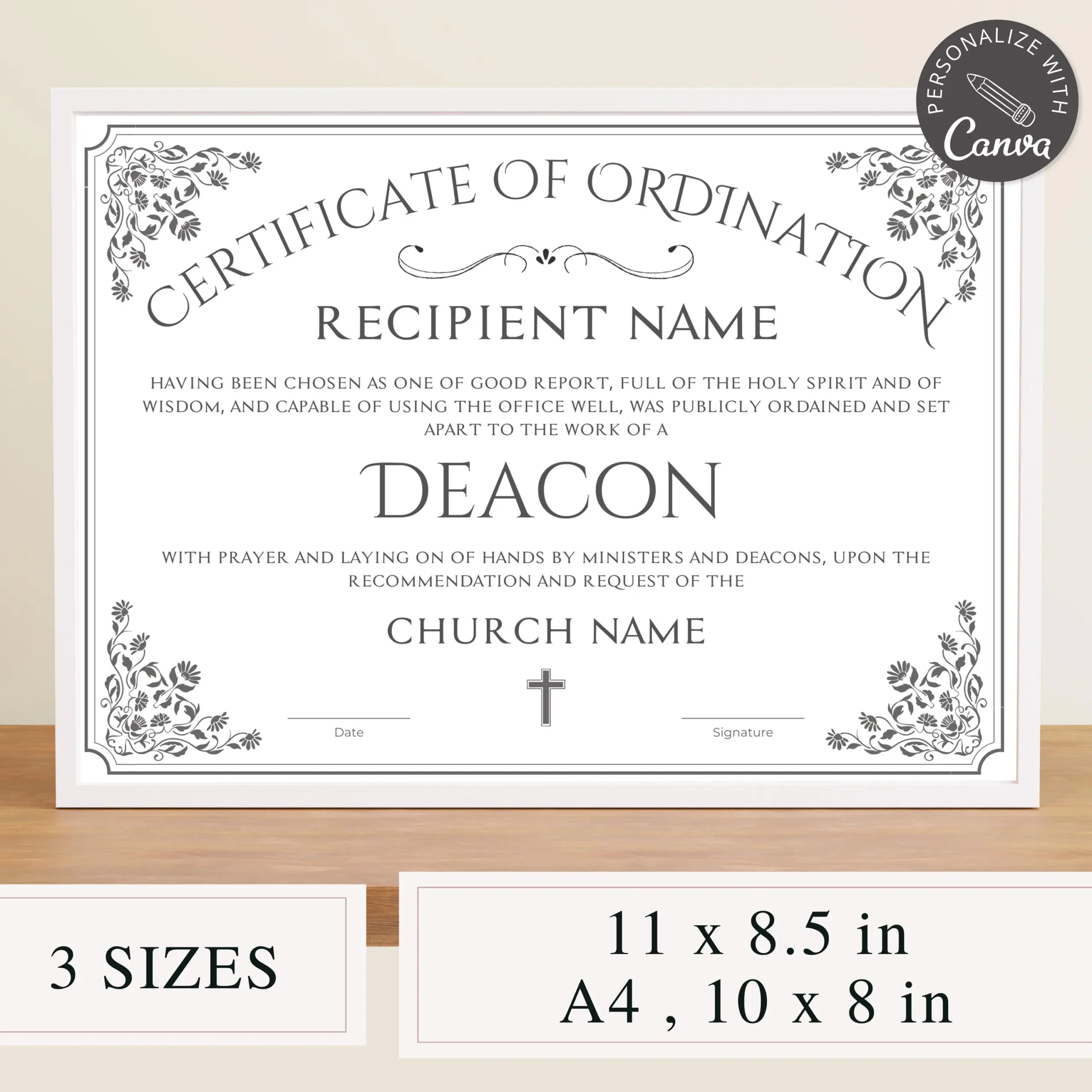 Free Editable Deacon Ordination Certificates
