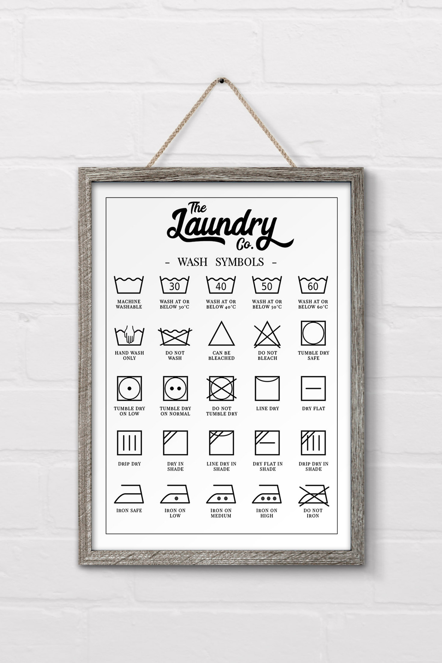 Free Laundry Symbols Wall Art Printable