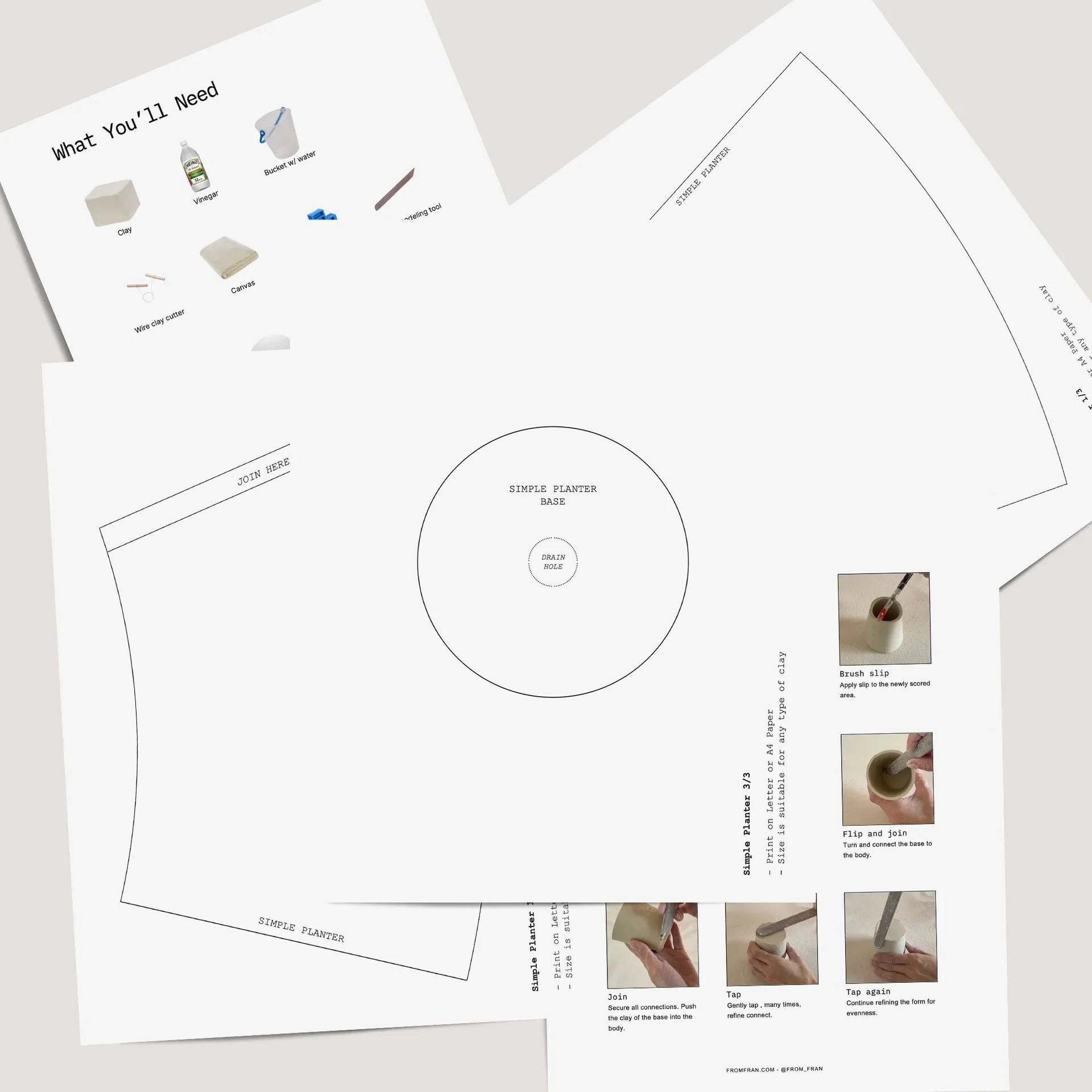 Free Pottery Slab Template Simple Planter Pdf