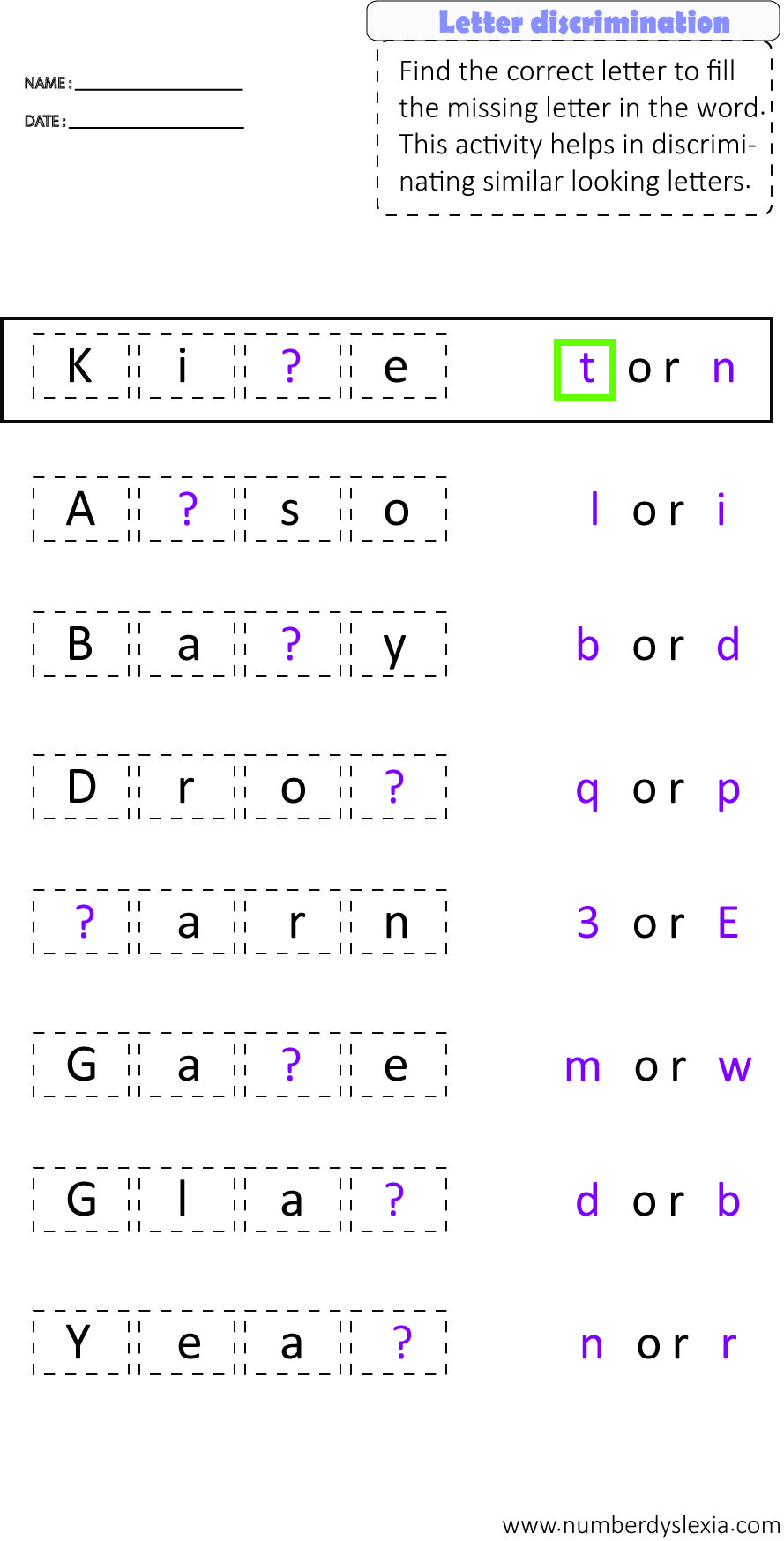 free printable dyslexia games