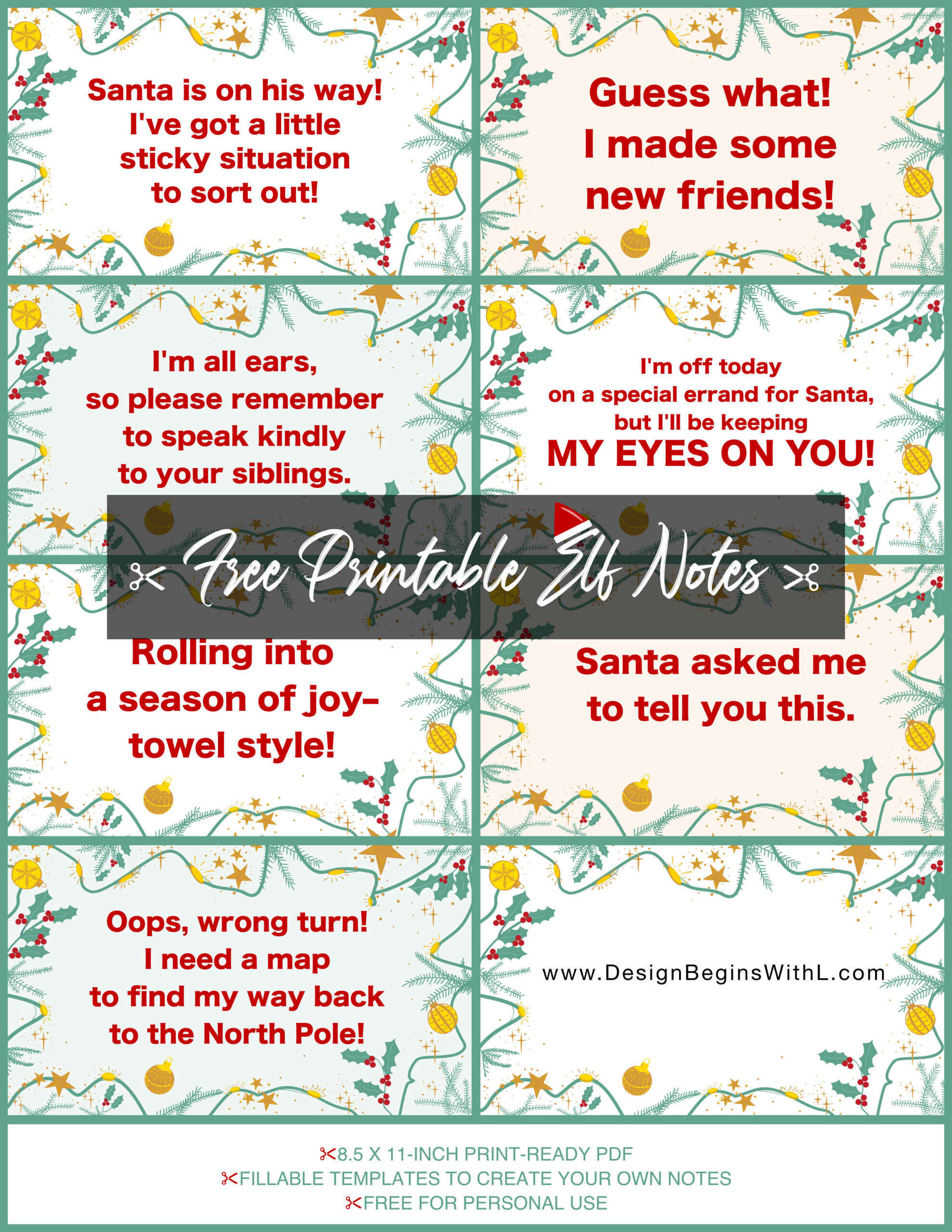 free elf on the shelf printable notes free elf on the shelf printable notes
