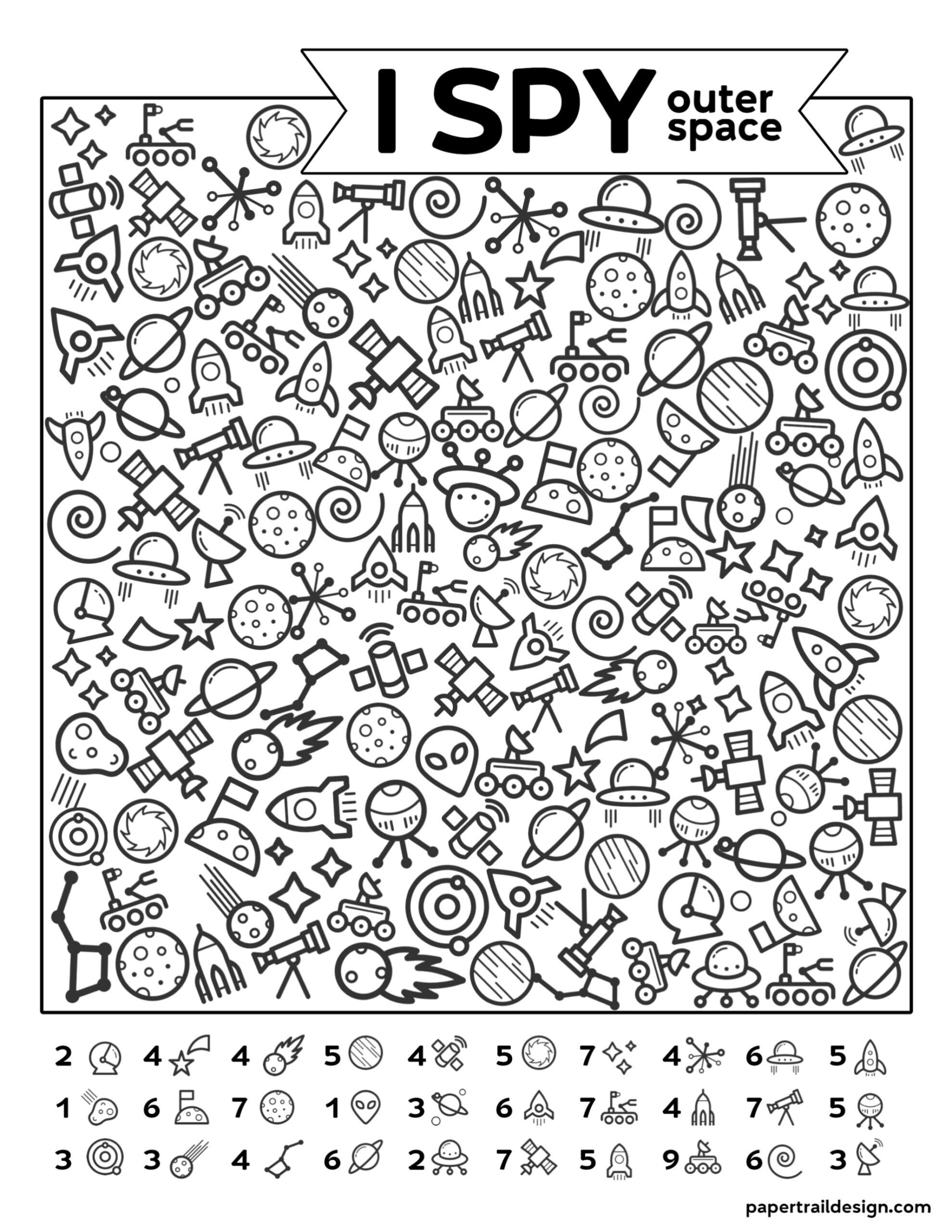 Free Printable I Spy Outer Space Game