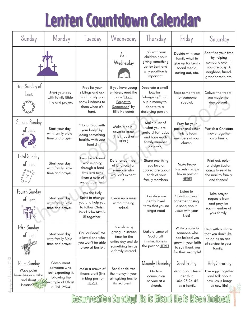 Free Printable Lent Calendar 2023