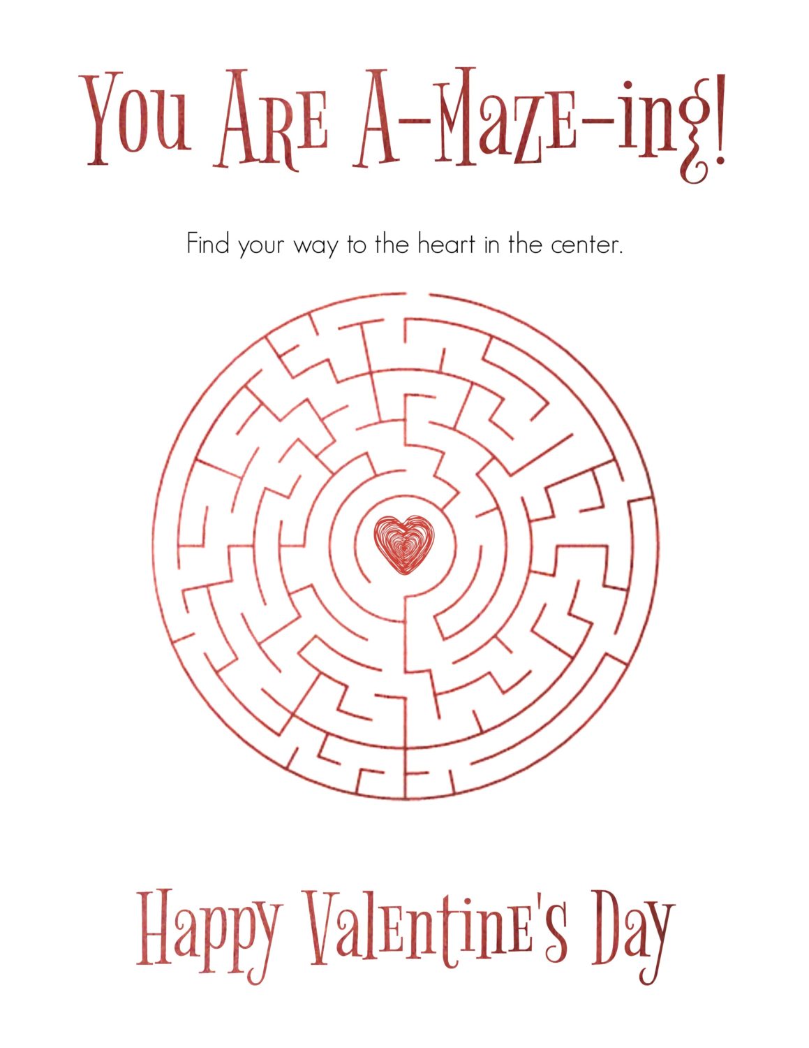 free printable valentine mazes
