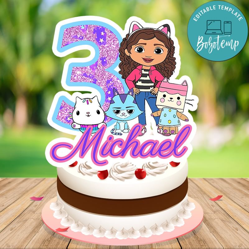 Gabbys Dollhouse Birthday Cake Topper Template Printable Instant Download