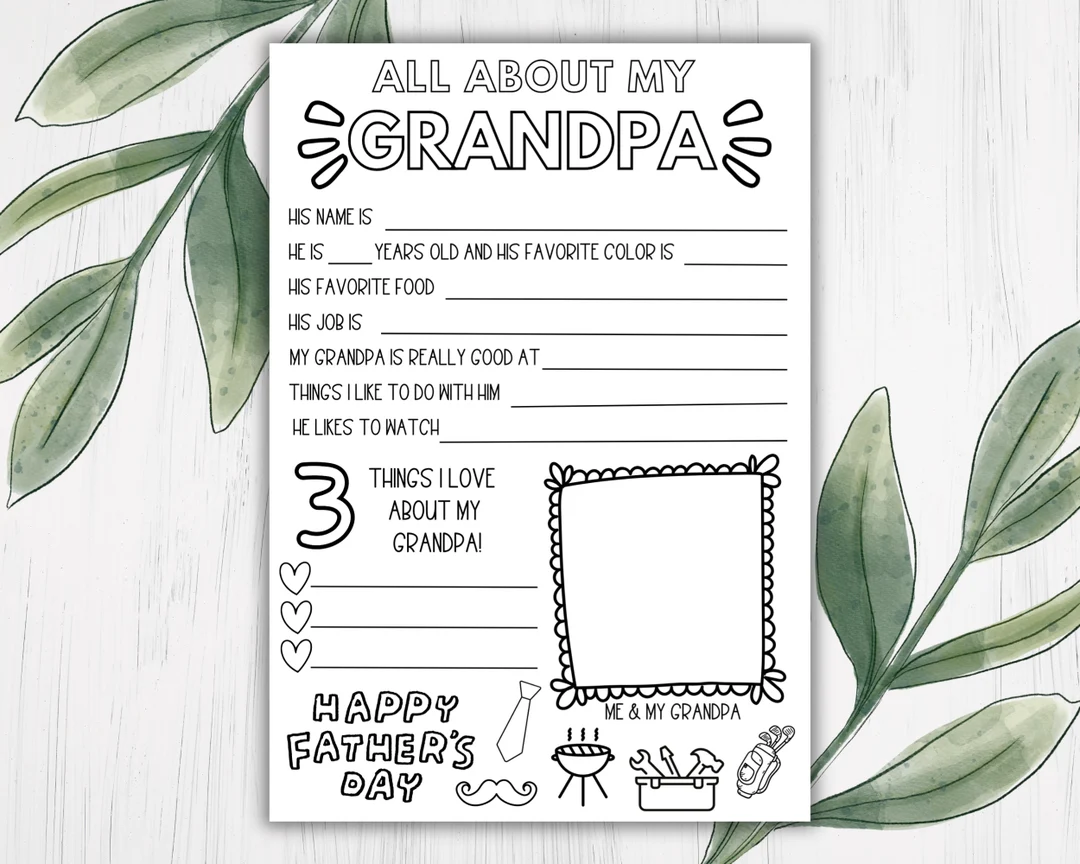 Grandpa Questionnaire Printable Fathers Grandpa Questionnaire Printable Fathers