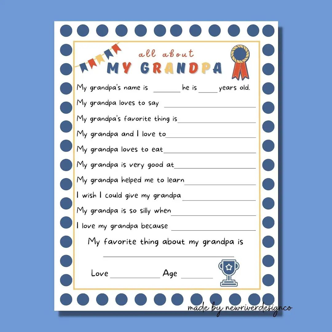 Grandpa Questionnaire Printable Grandpa Questionnaire Printable
