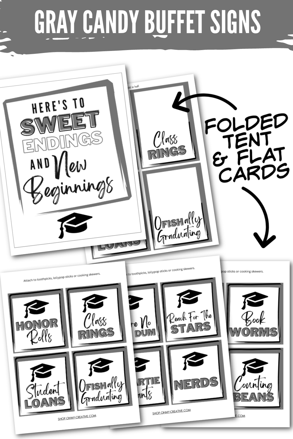 Gray Graduation Candy Buffet Signs