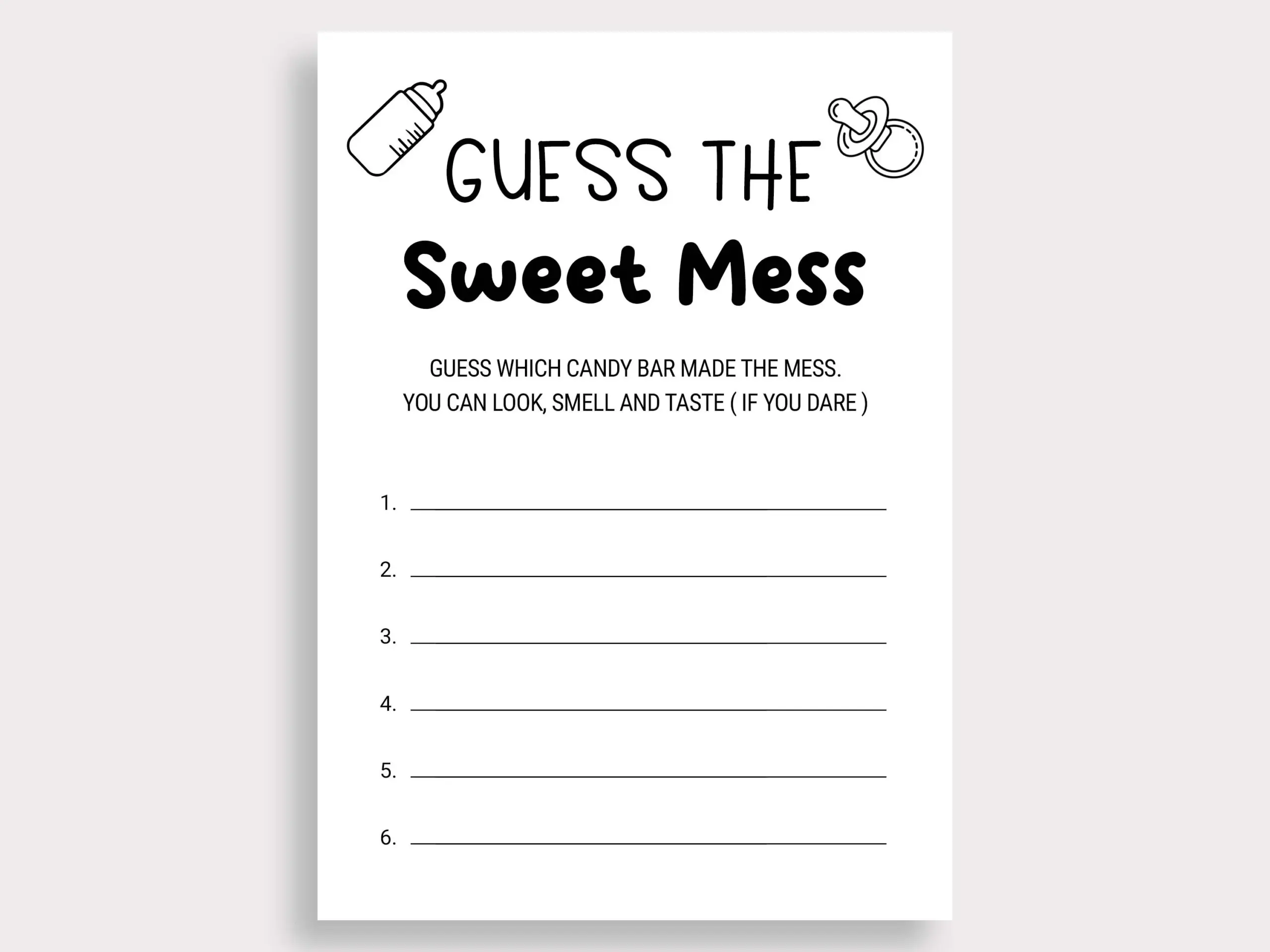 Guess The Sweet Mess Game Candy Bar Game Guess The Sweet Mess Game Candy Bar Game