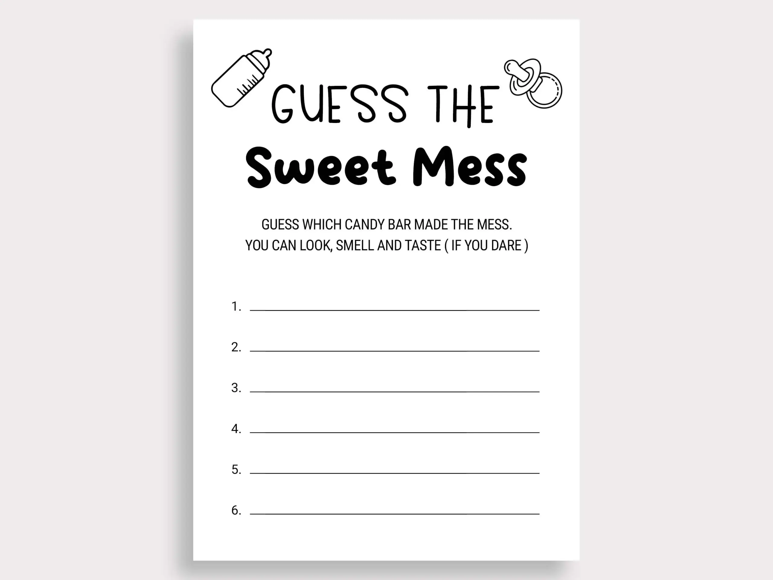 Guess The Sweet Mess Game Candy Bar Game Guess The Sweet Mess Game Candy Bar Game