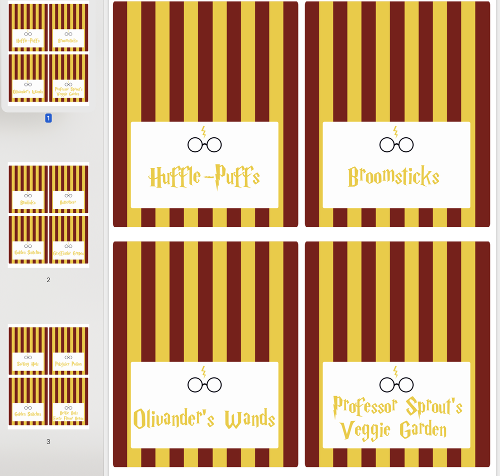 Harry Potter Food Labels Digital Download