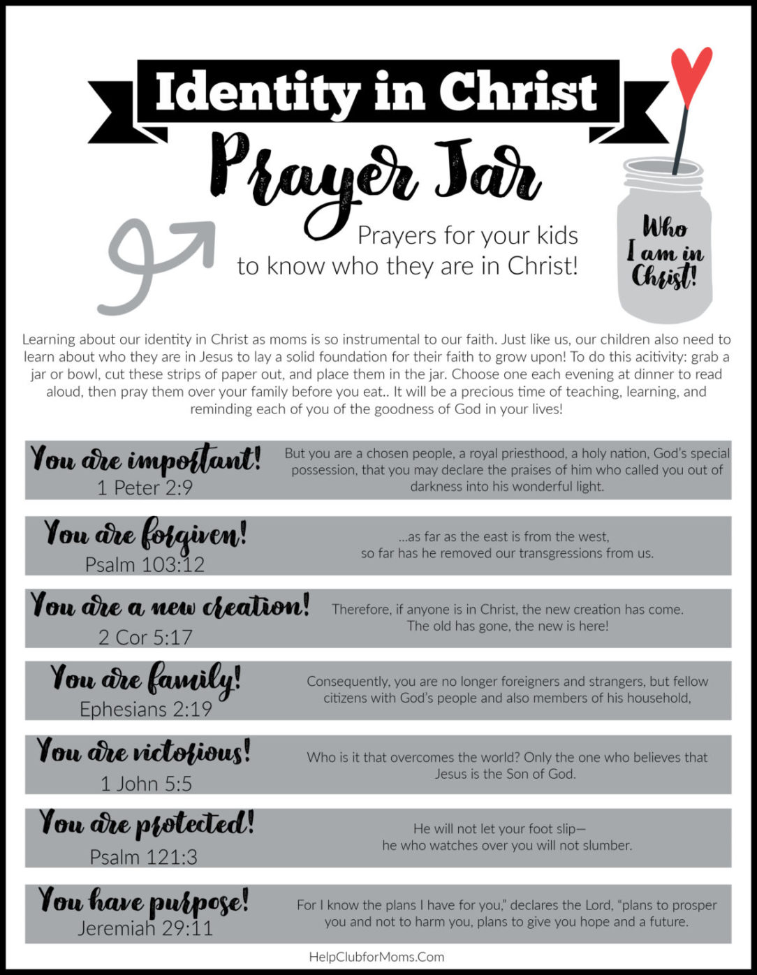 Help Club For Kids Identity In Christ Prayer Jar Help Club For Kids Identity In Christ Prayer Jar