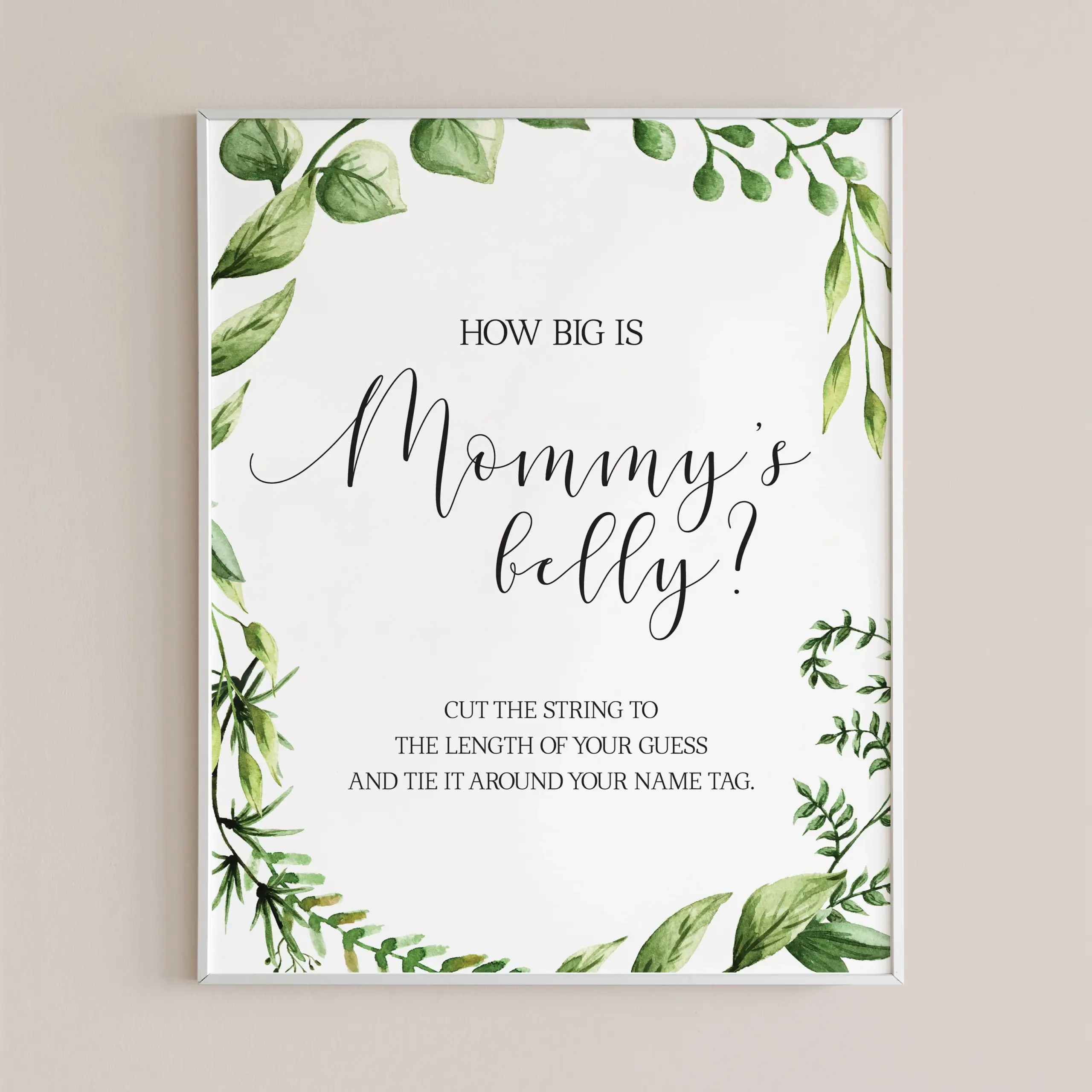 How Big Is Mommys Belly Game Printable With Green Leaves
