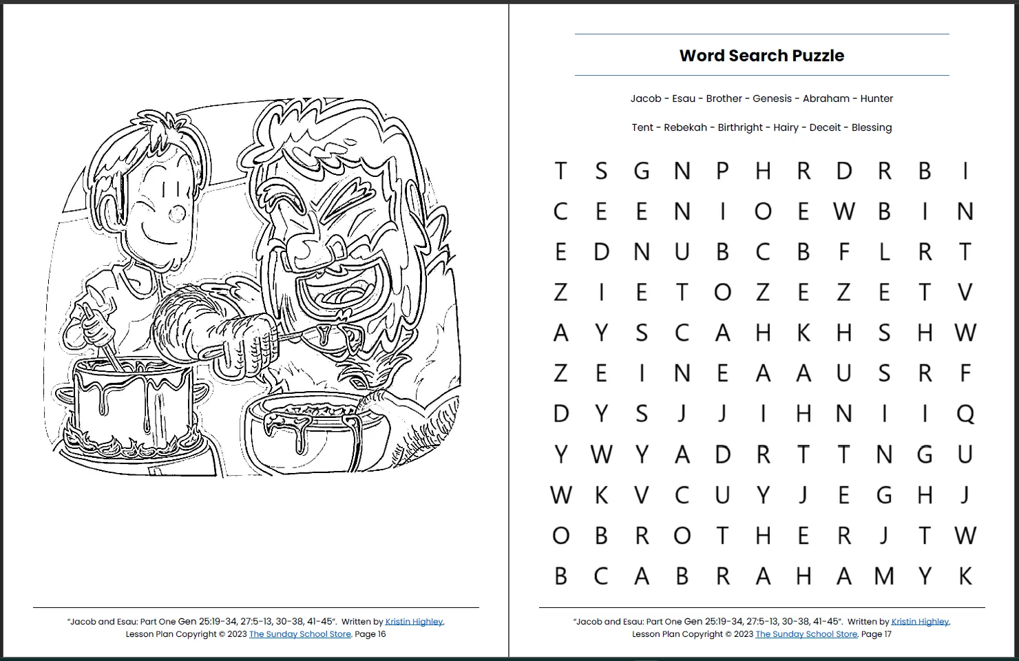 jacob and esau free printables