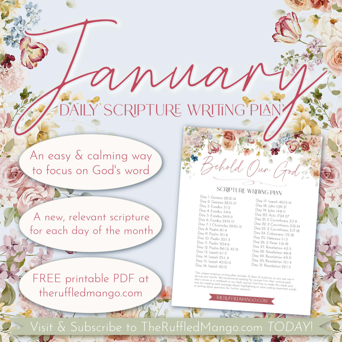 January Scripture Writing Plan Behold Our God