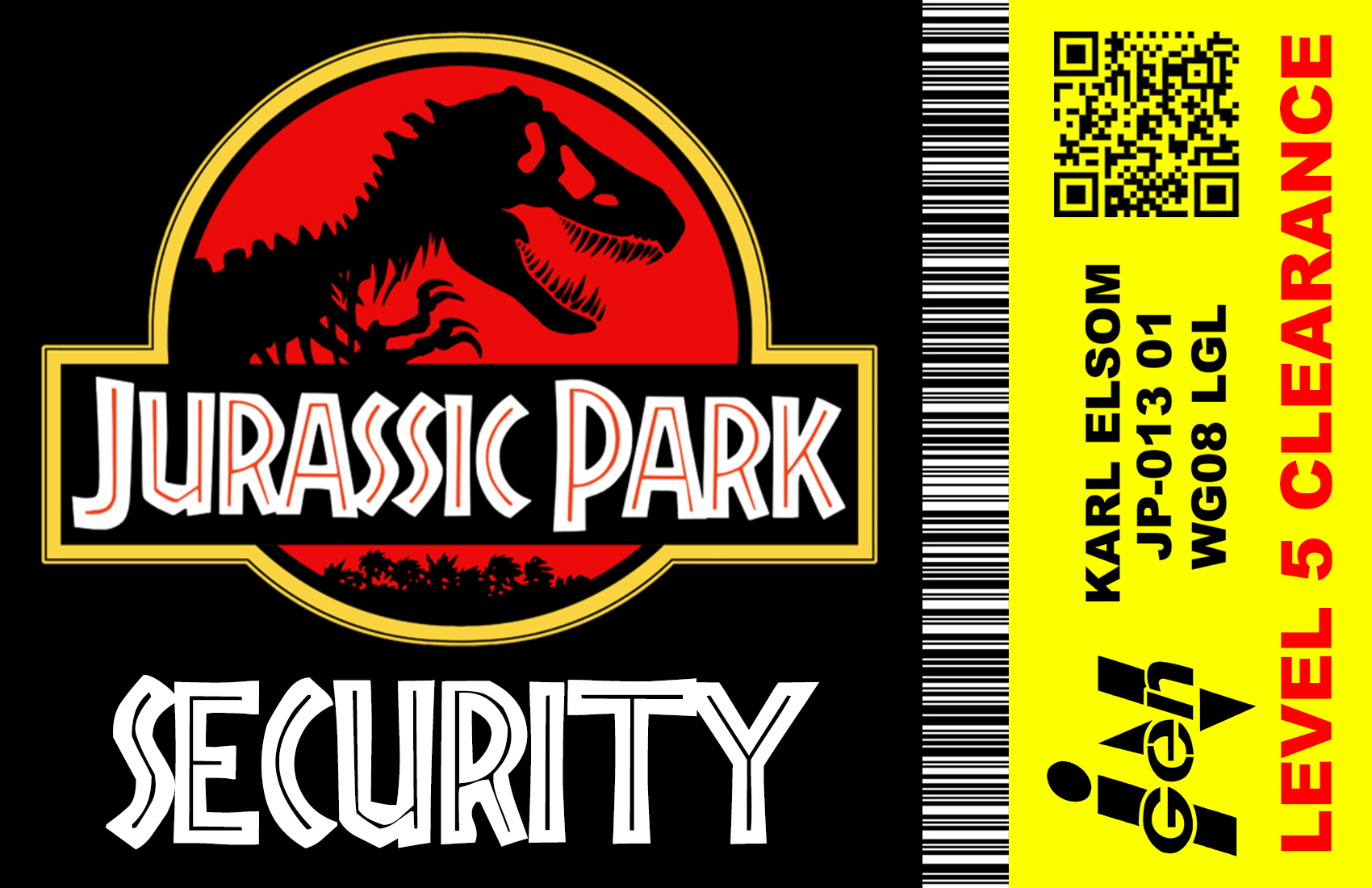 Jurassic Park ID Card No Picture 662295347 Jurassic Park ID Card No Picture 662295347