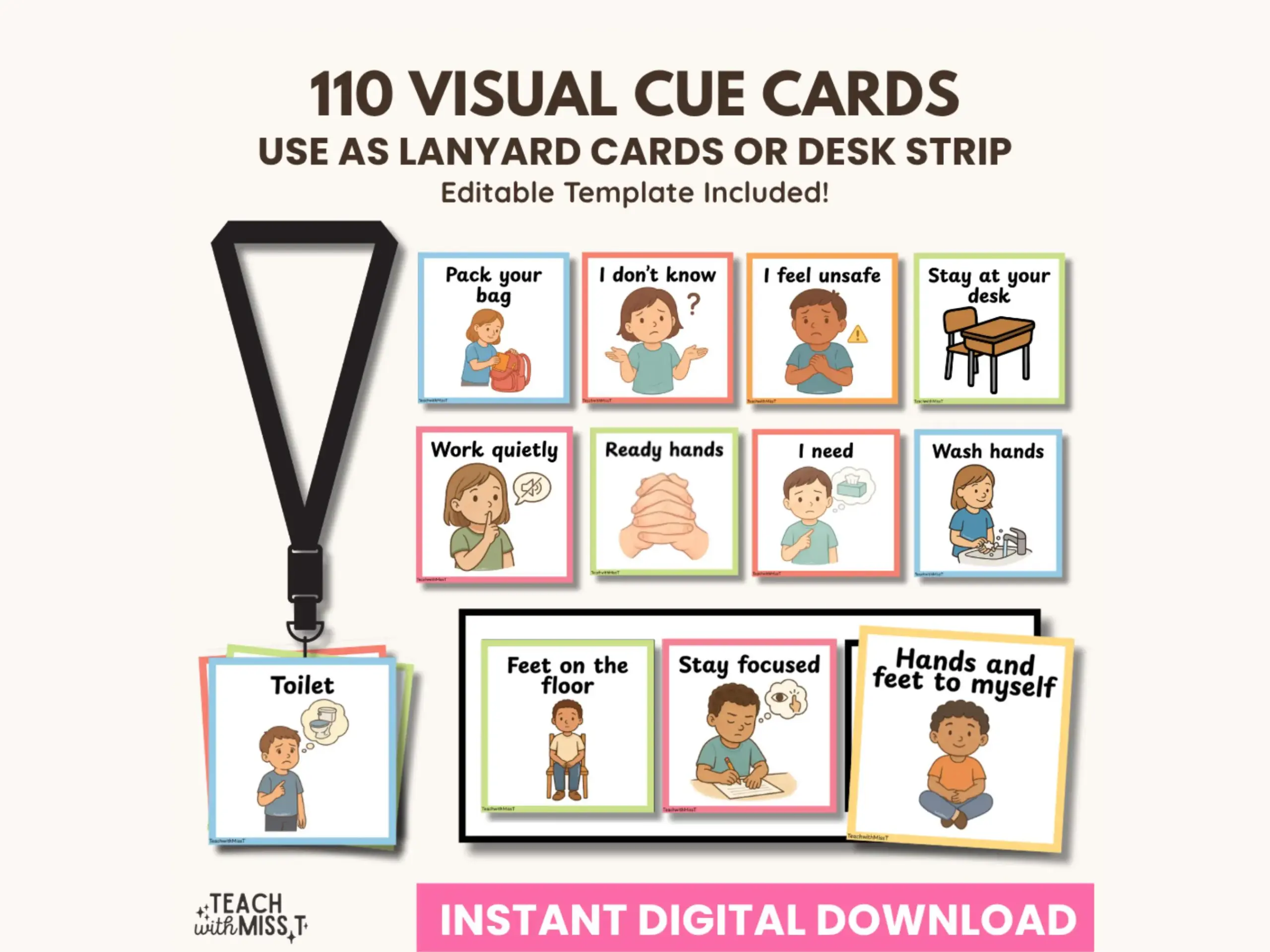 Lanyard Visual Cue Cards Classroom