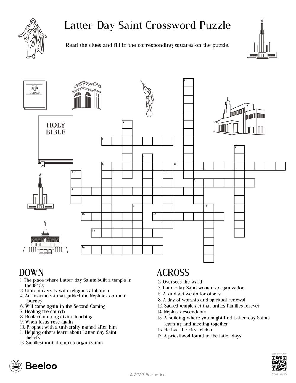 lds crossword puzzles printable lds crossword puzzles printable