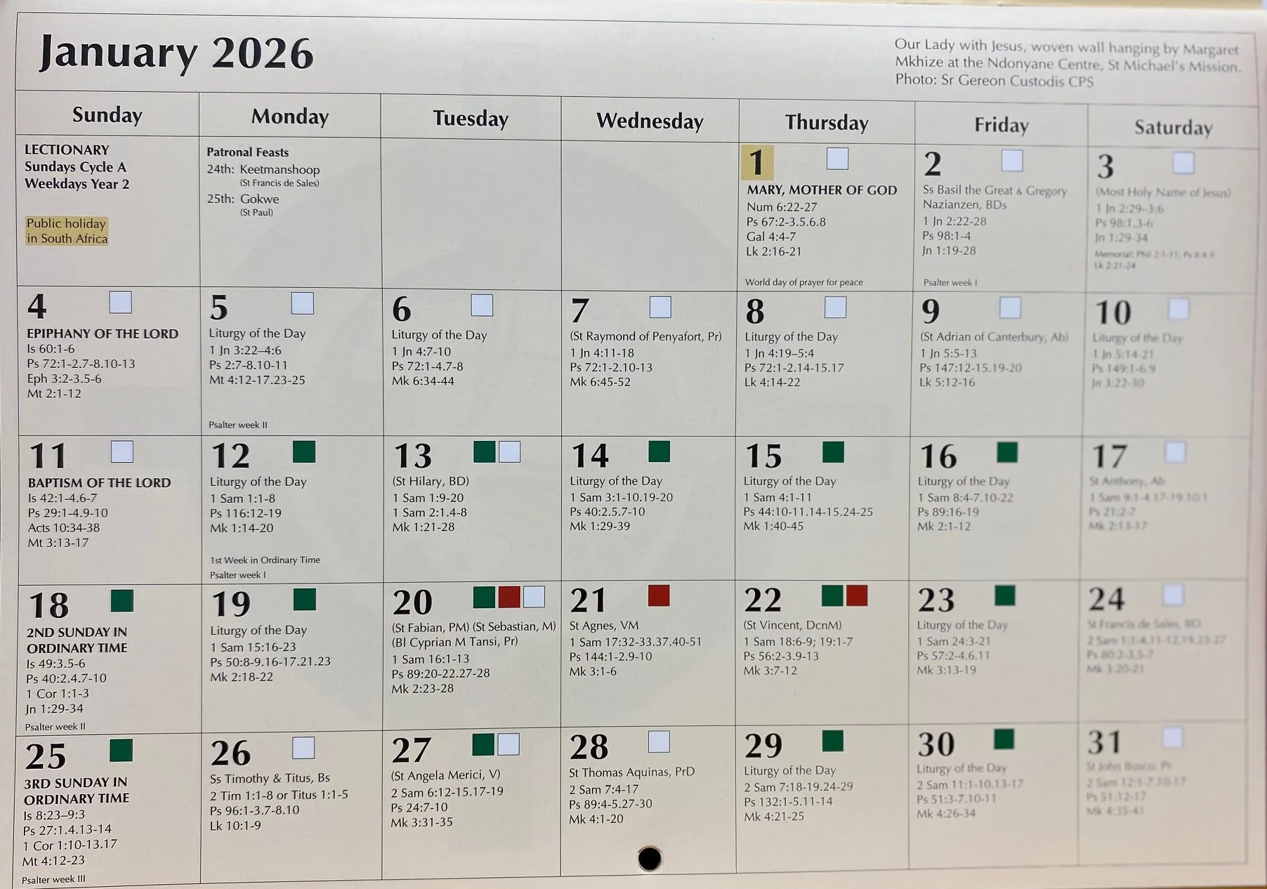 Liturgical Calendar 2025