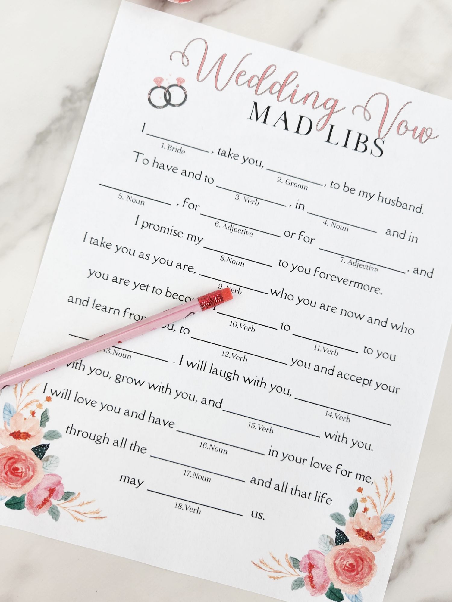 Mad Libs For Bridal Shower Free Printable
