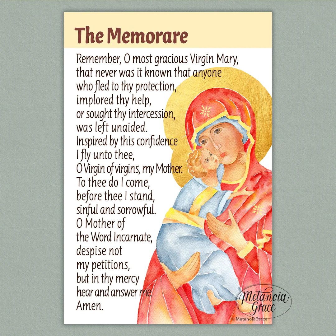 Memorare Prayer Printable Prayer Card Memorare Prayer Printable Prayer Card