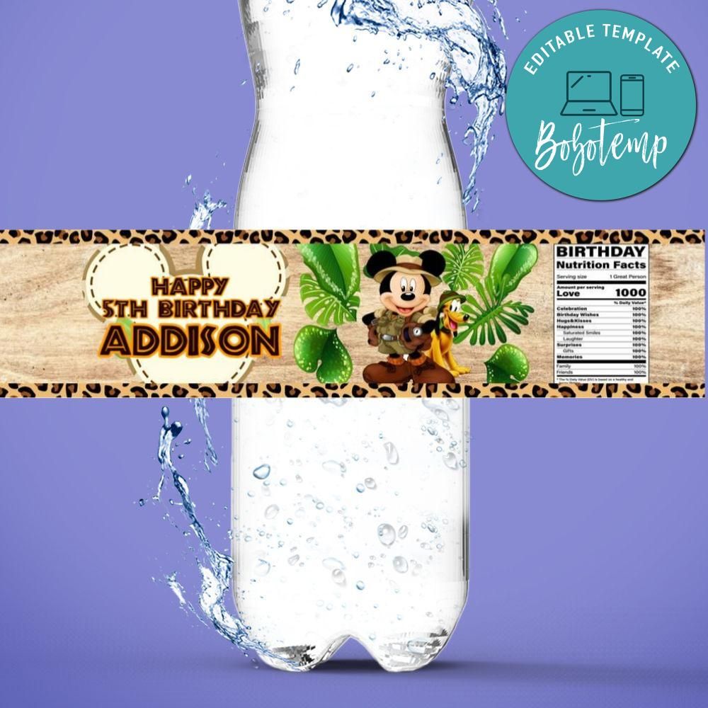 mickey mouse water bottle labels free printable