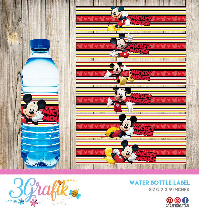 Mickey Mouse Water Bottle Label Printable 01