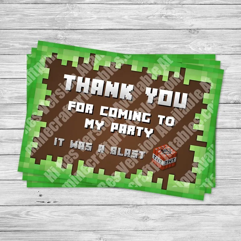 Minecraft Thank Cards Printable Minecraft Thank Cards Printable