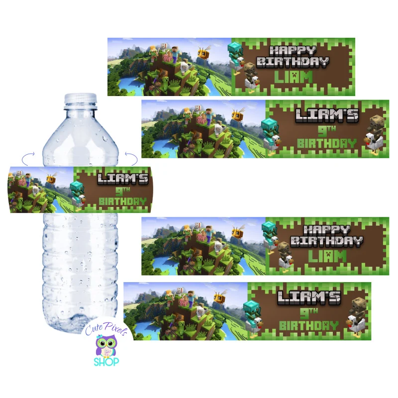 free printable minecraft water bottle labels free printable minecraft water bottle labels