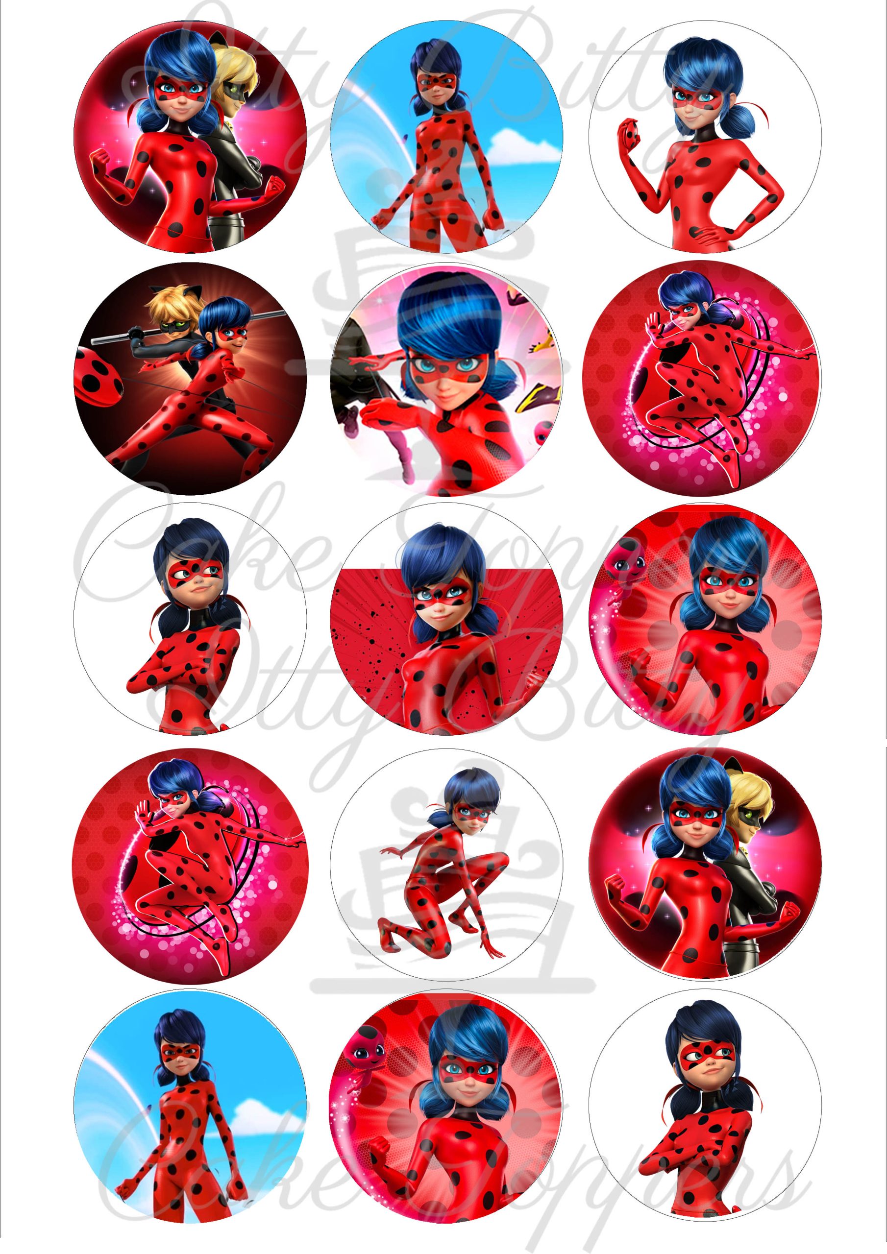 Miraculous Ladybug Edible Cupcake Toppers 2