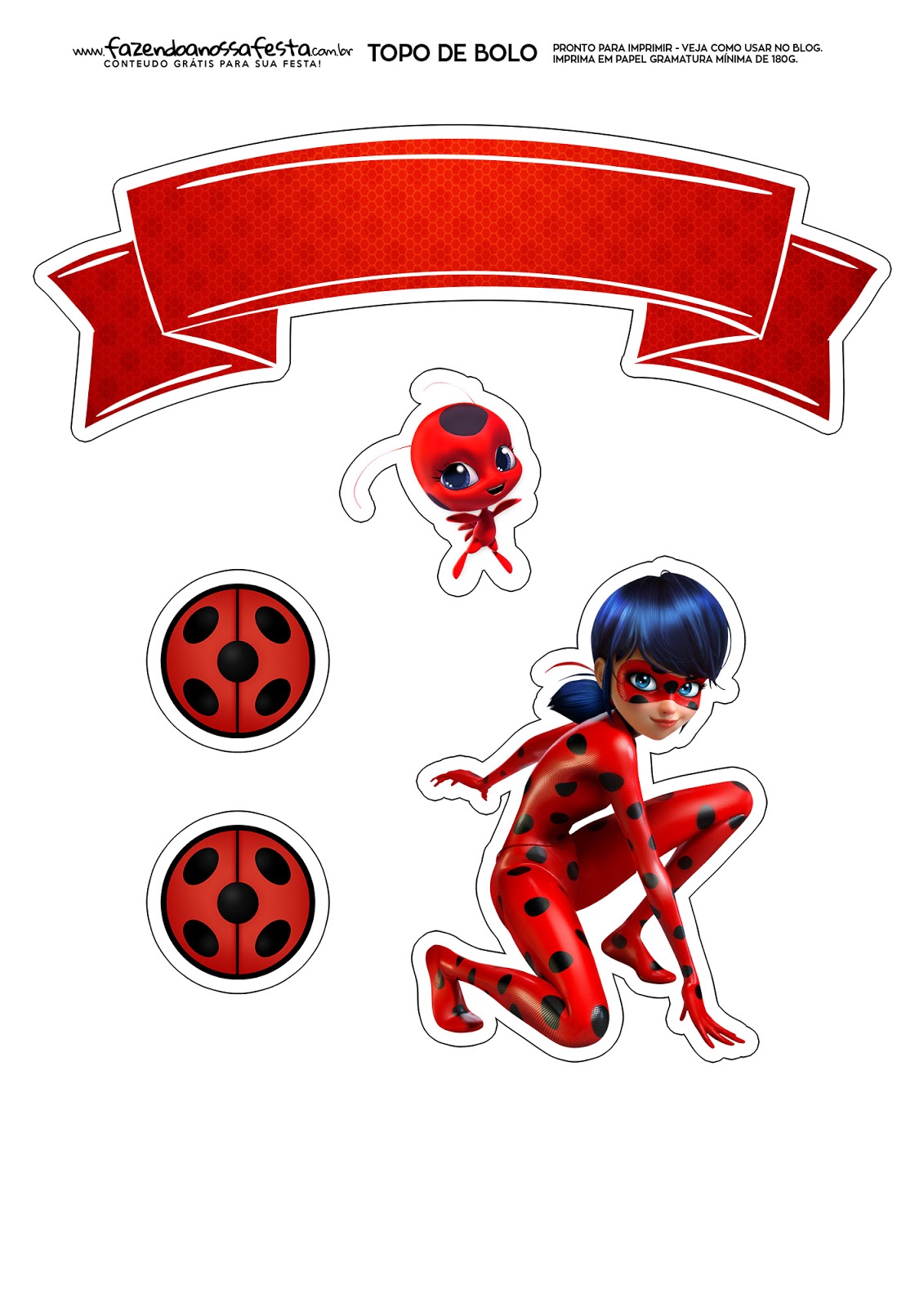 Miraculous Ladybug Free Printable Cake