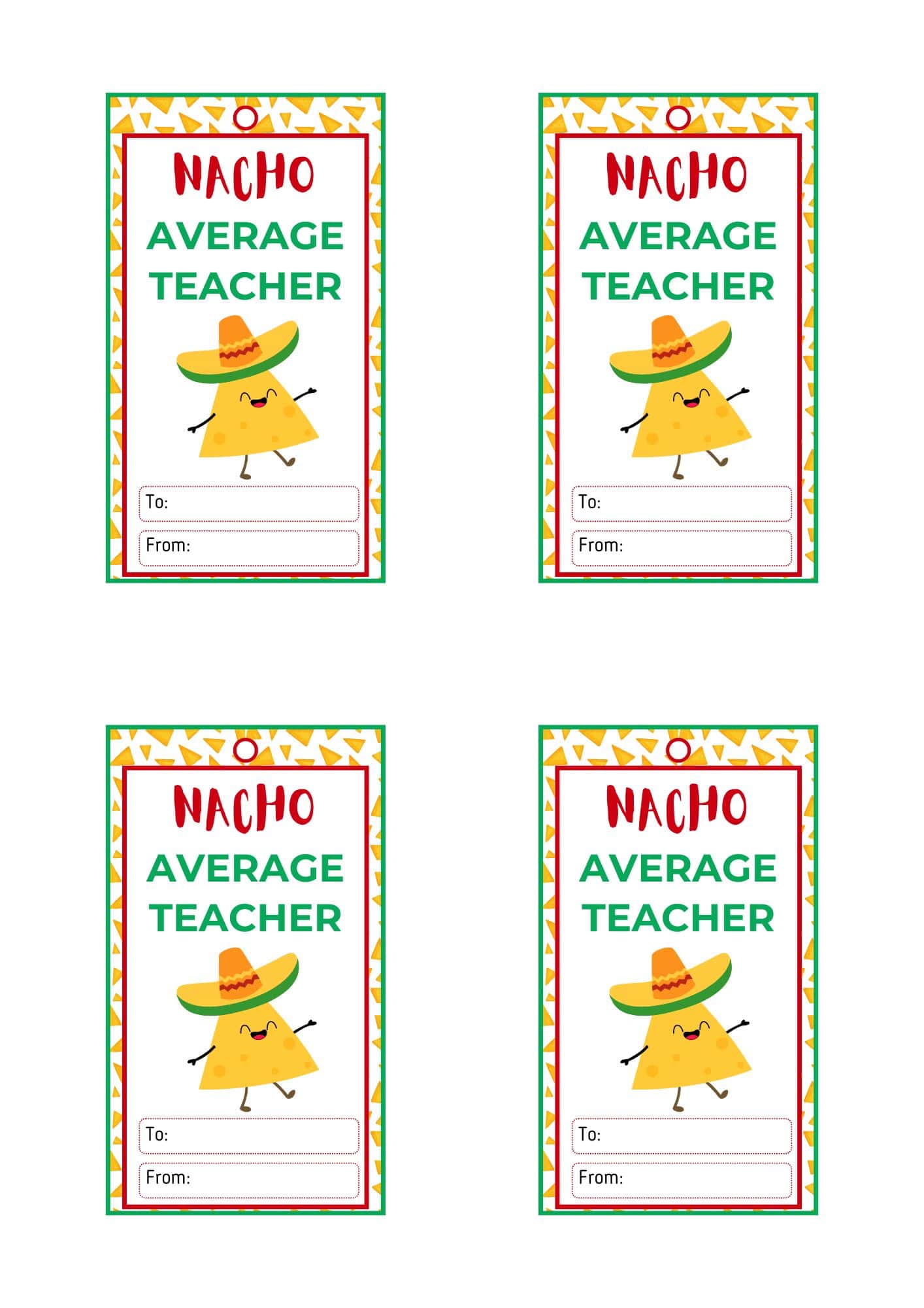 Nacho Average Teacher Printable Free