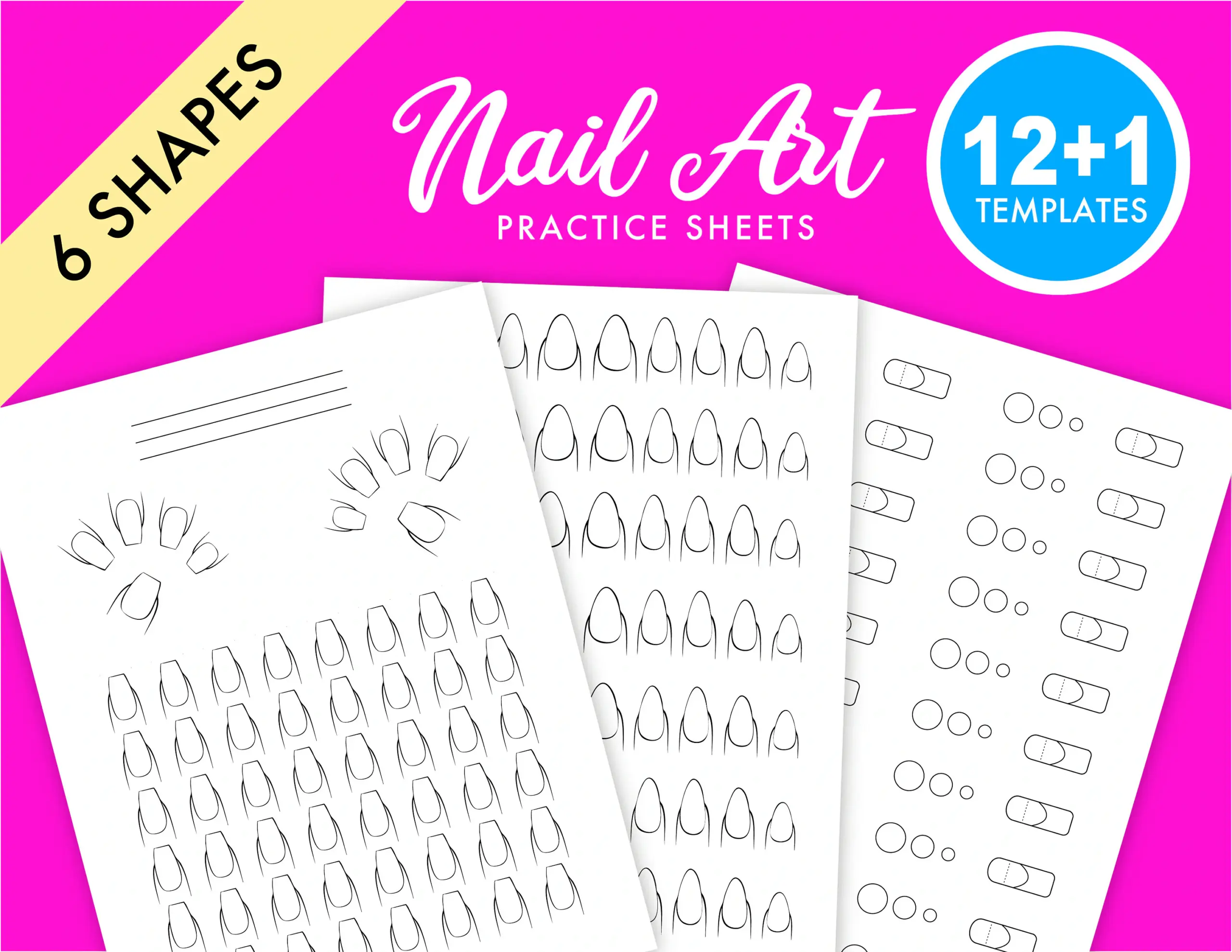 Nail Art Practice Sheets 6 Shapes 12 Nail Art Practice Sheets 6 Shapes 12