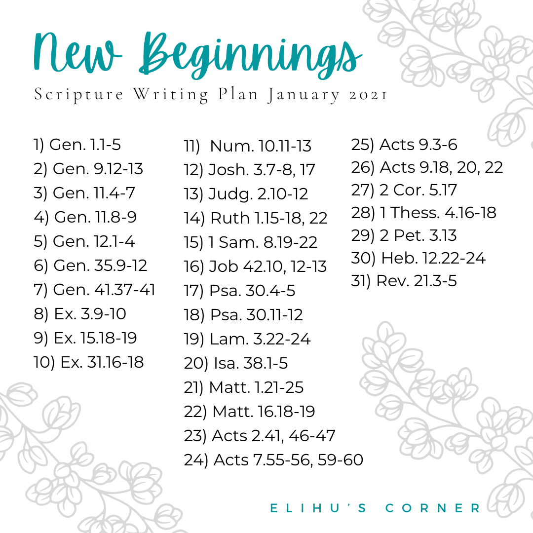 New Beginnings Scripture Writing Plan January 2021