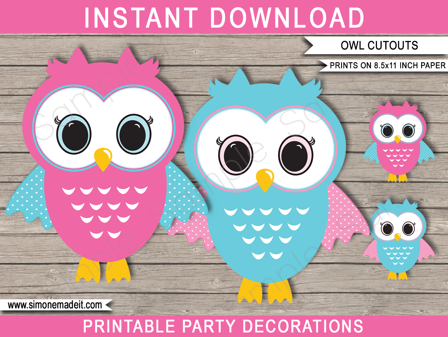 Owl Party Cutouts Decoration Templates Pink Owl Party Cutouts Decoration Templates Pink