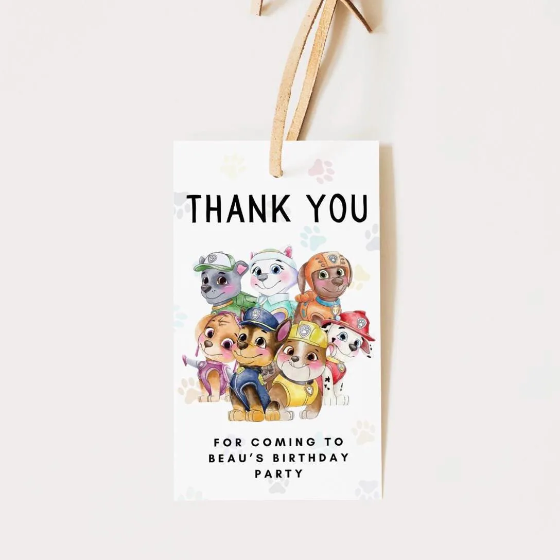 free printable paw patrol thank you tags free printable paw patrol thank you tags