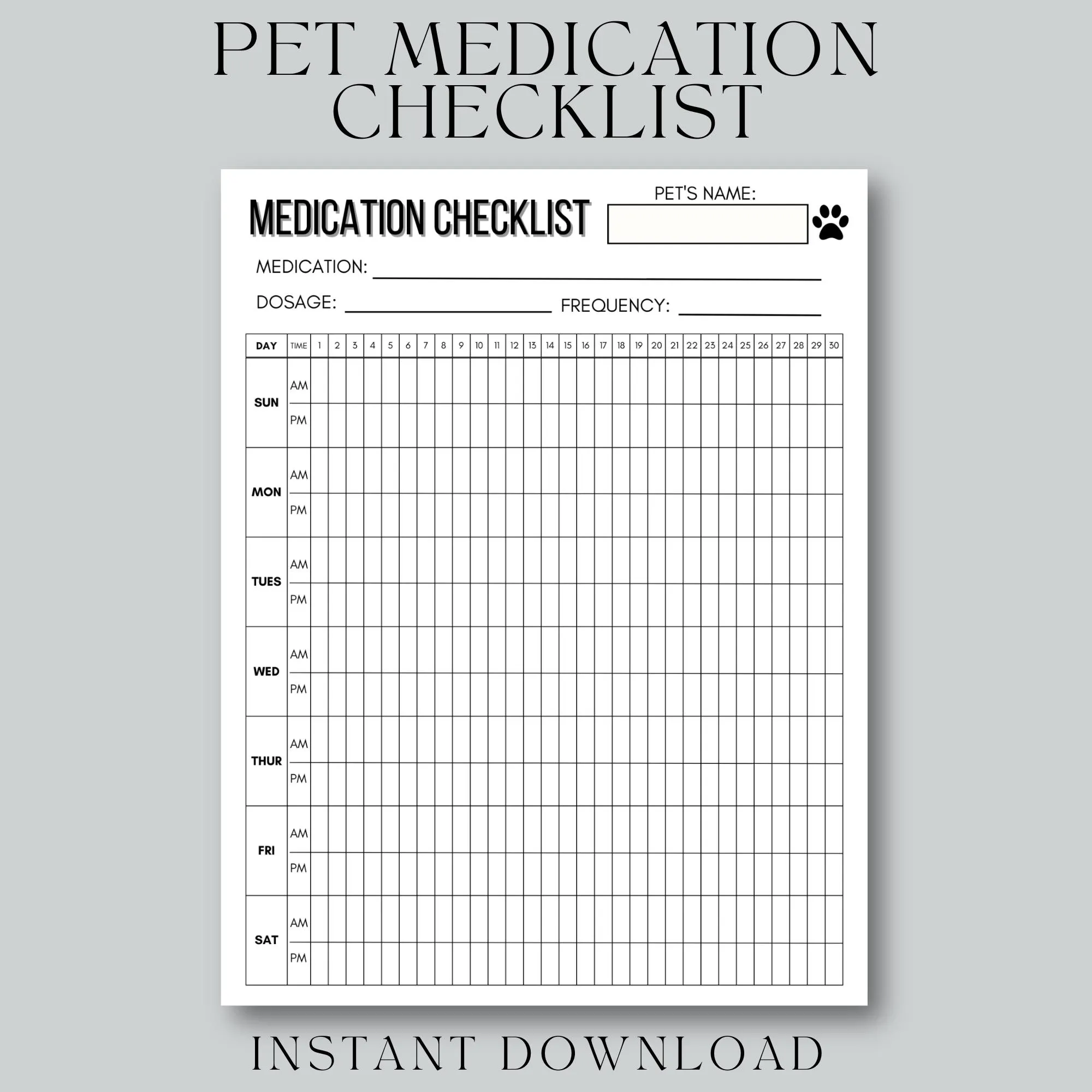 free printable pet medication chart free printable pet medication chart